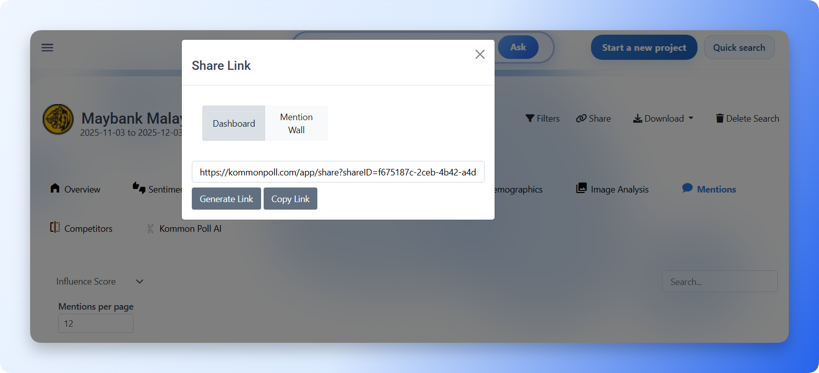 Sharing links screenshot